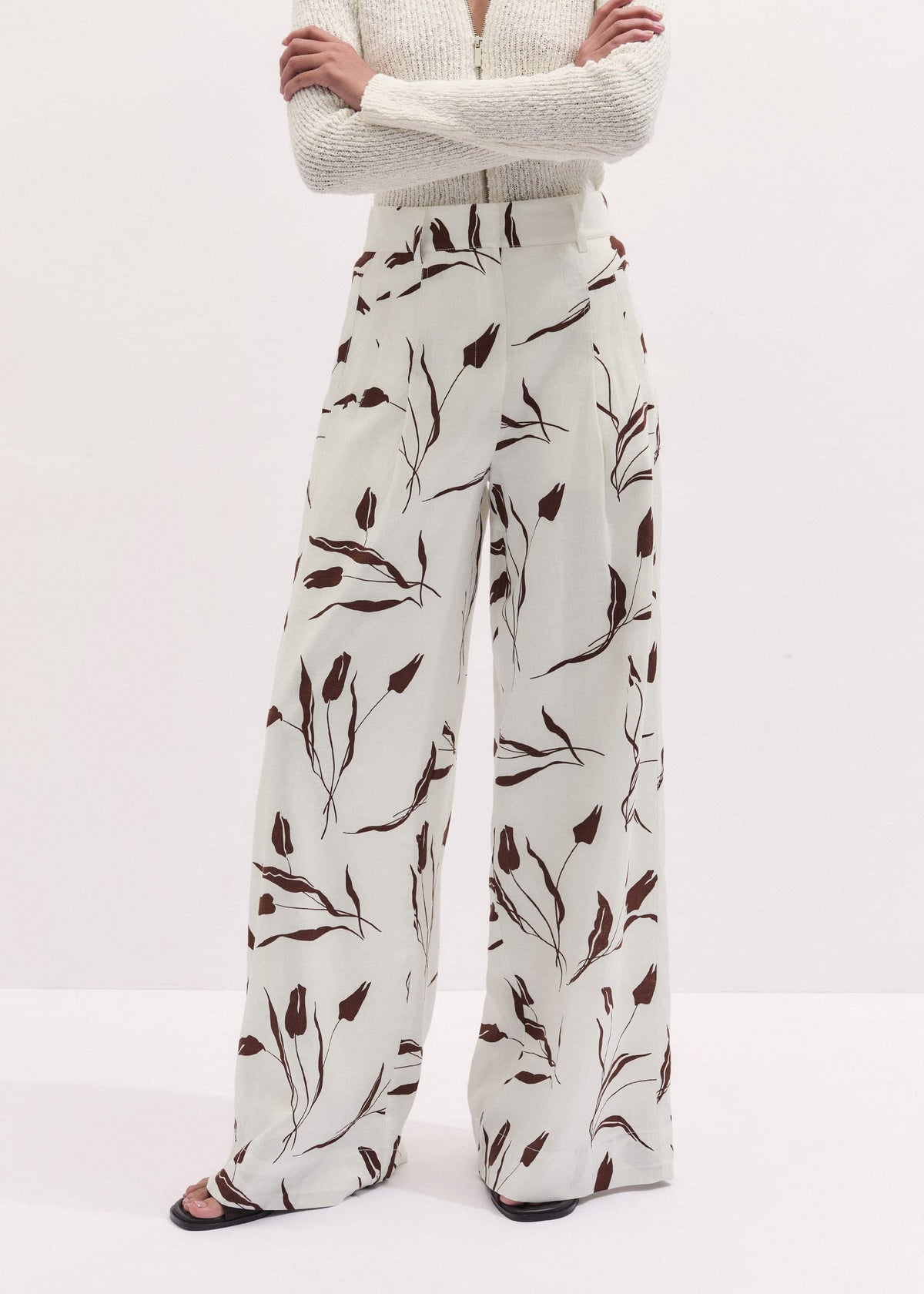 Cream Crease-Less Linen Wide-Leg Pant | ME+EM Clothing