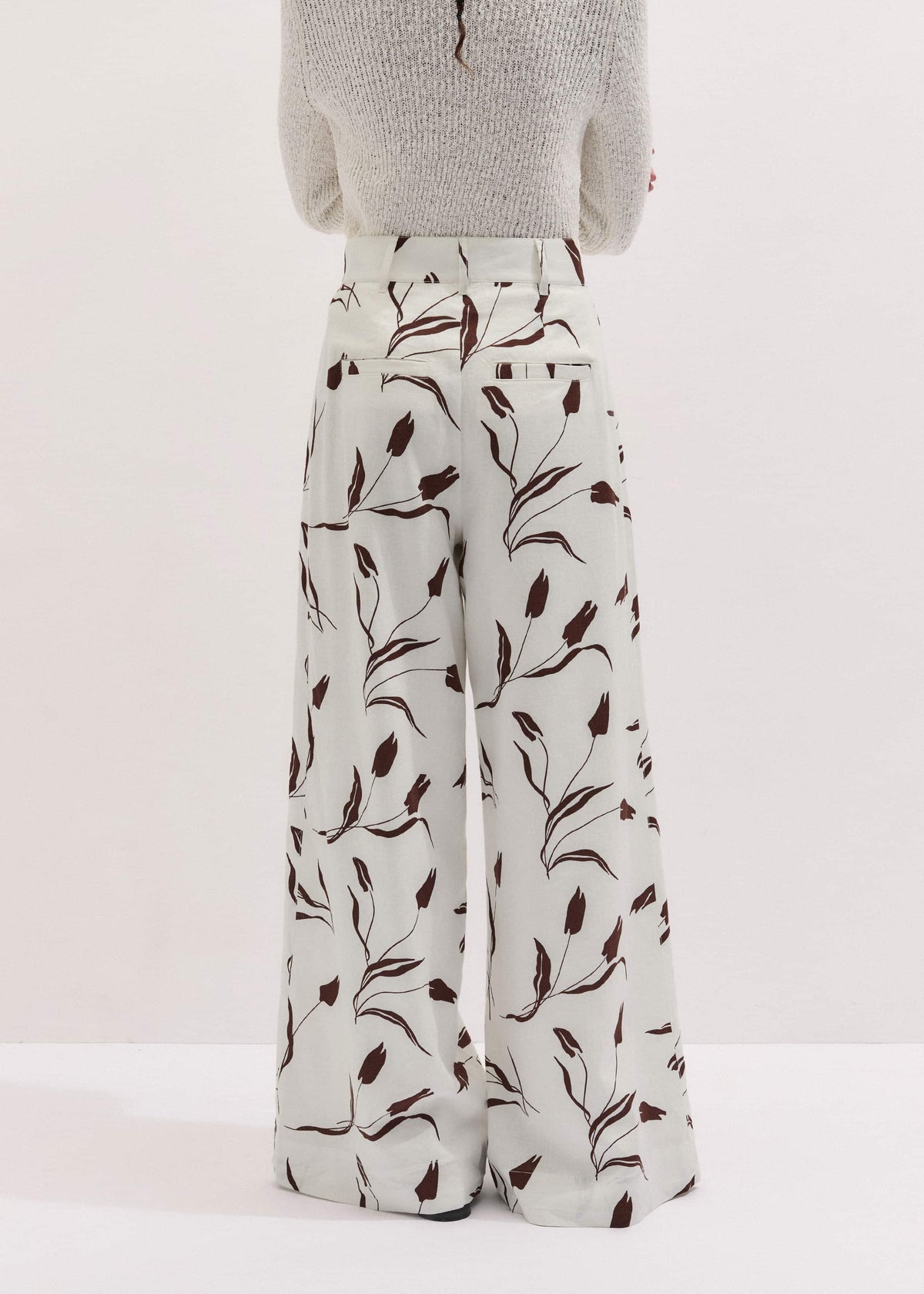 Cream Crease-Less Linen Wide-Leg Pant | ME+EM Clothing