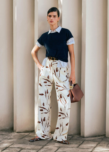 Cream Crease-Less Linen Wide-Leg Pant | ME+EM Clothing