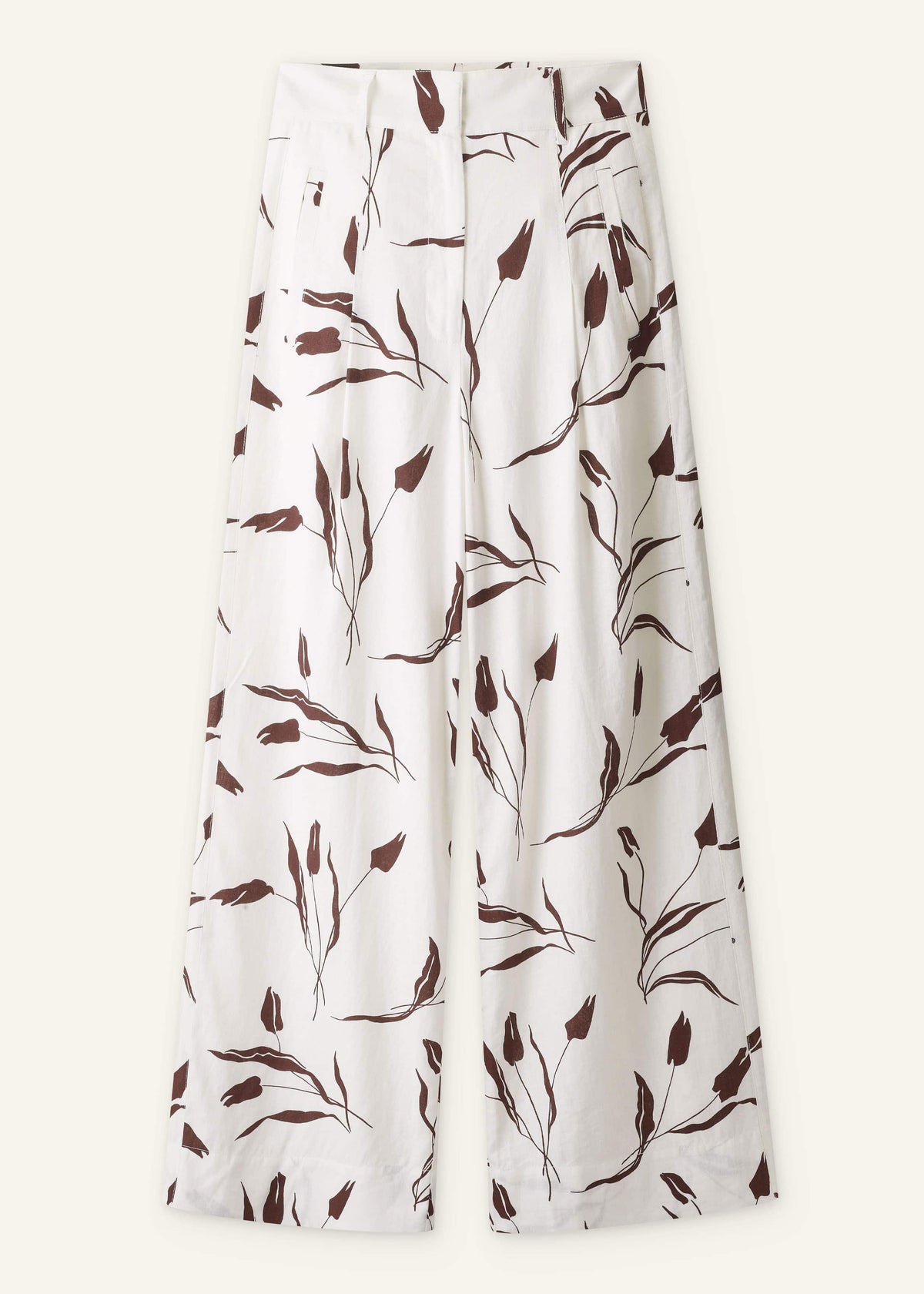 Cream Crease-Less Linen Wide-Leg Pant | ME+EM Clothing