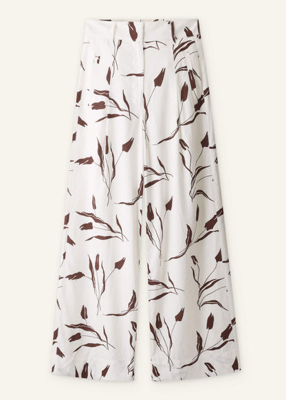 Cream Crease-Less Linen Wide-Leg Pant | ME+EM Clothing