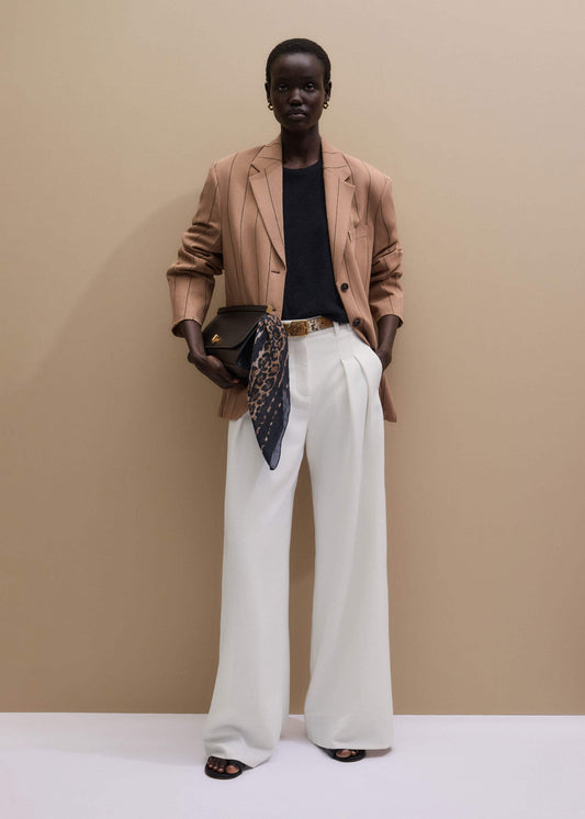 Ivory Double Pleat Wide-Leg Pant | ME+EM Clothing