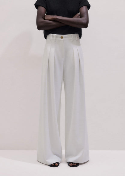 Ivory Double Pleat Wide-Leg Pant | ME+EM Clothing