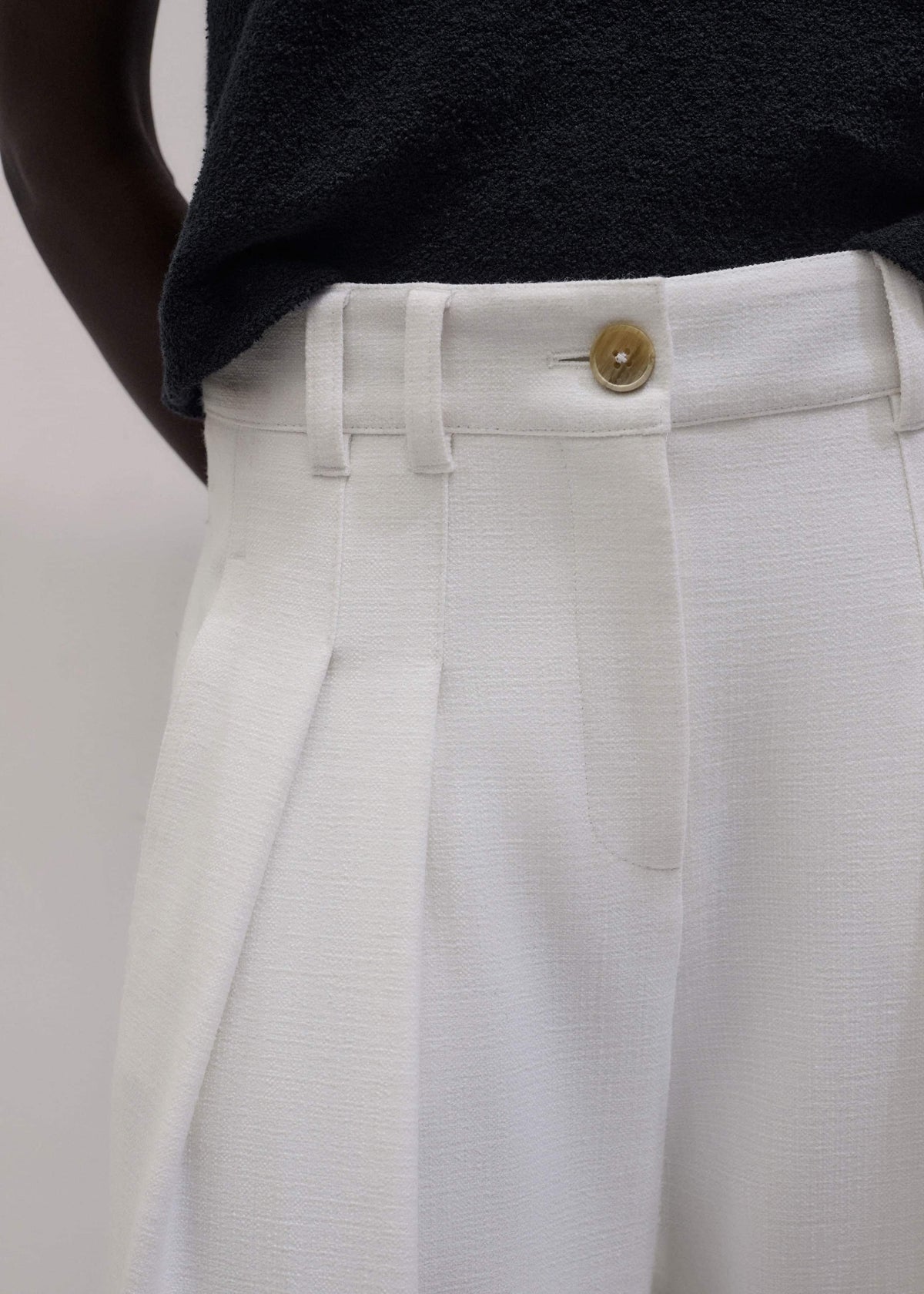 Ivory Double Pleat Wide-Leg Pant | ME+EM Clothing