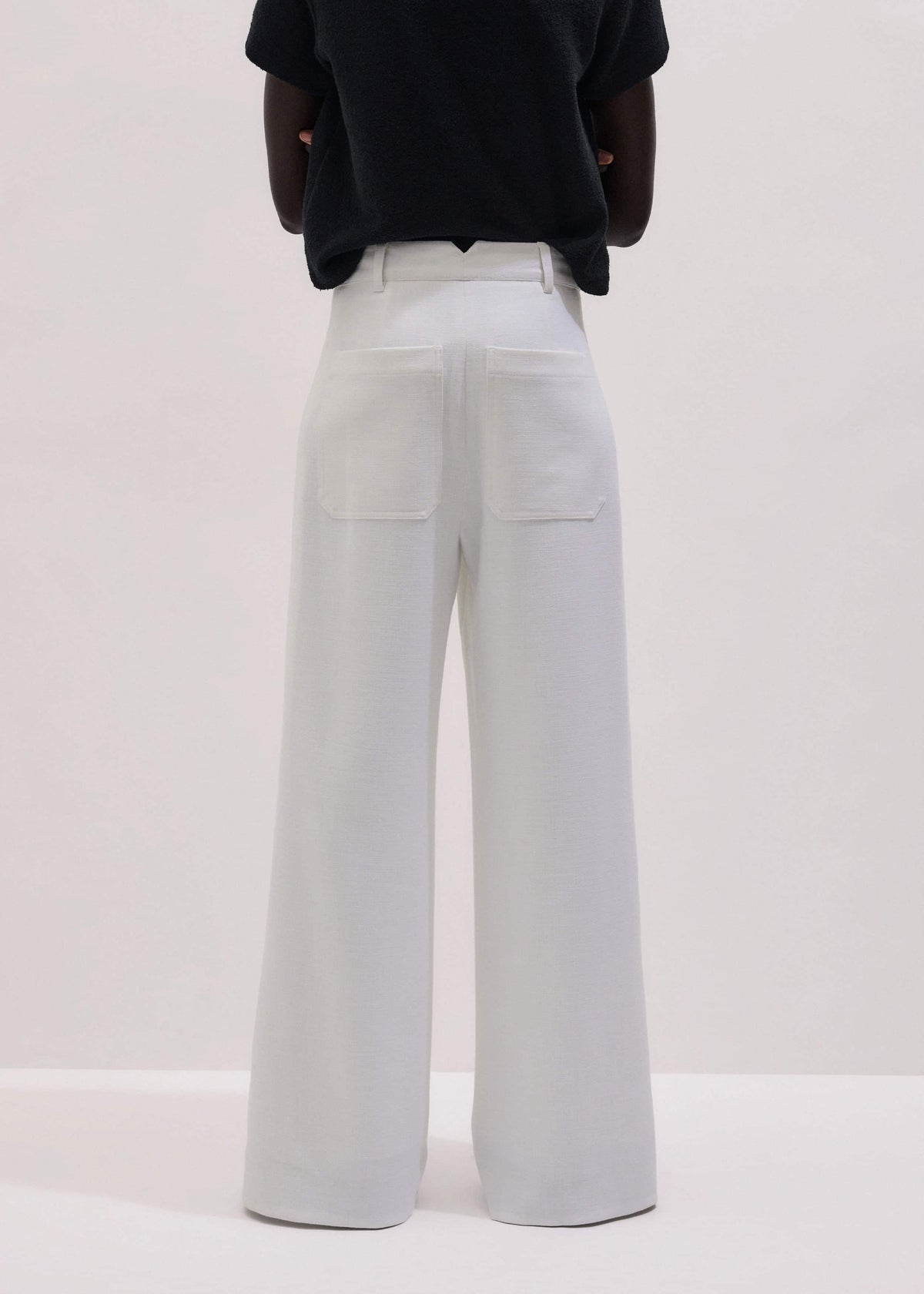Ivory Double Pleat Wide-Leg Pant | ME+EM Clothing