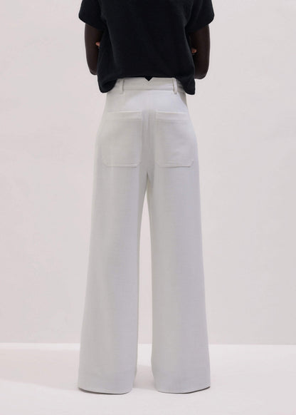 Ivory Double Pleat Wide-Leg Pant | ME+EM Clothing