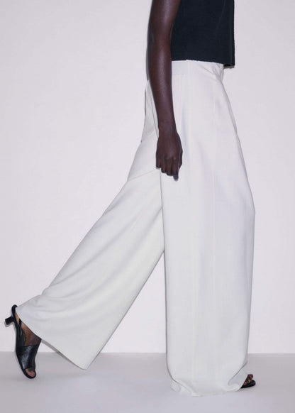 Ivory Double Pleat Wide-Leg Pant | ME+EM Clothing