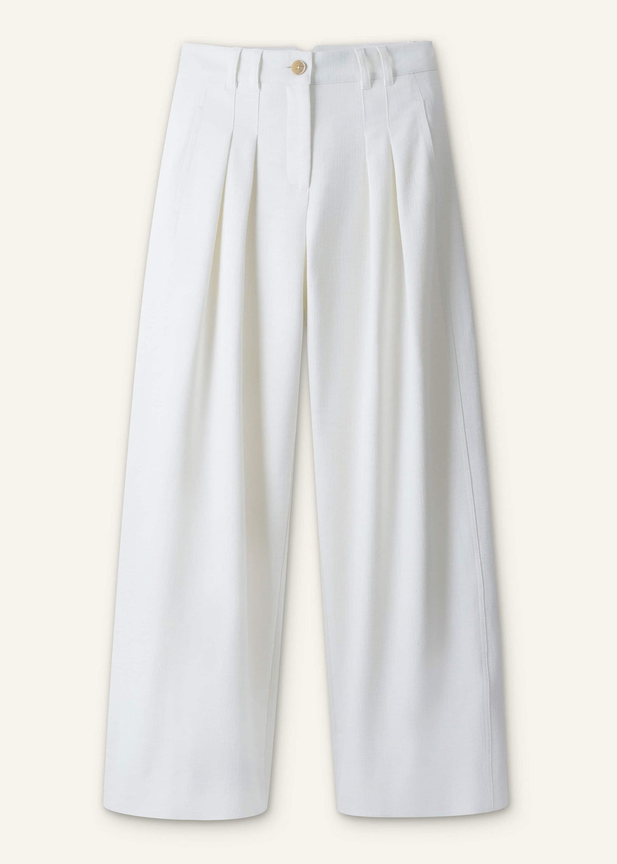 Ivory Double Pleat Wide-Leg Pant | ME+EM Clothing