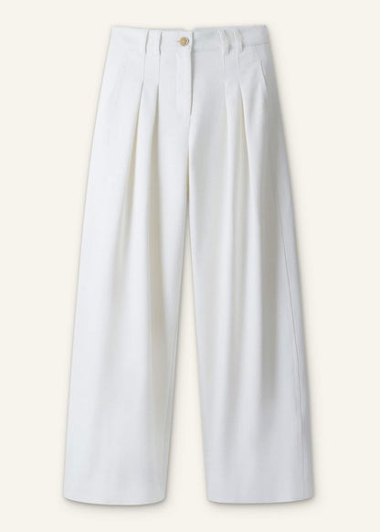 Ivory Double Pleat Wide-Leg Pant | ME+EM Clothing