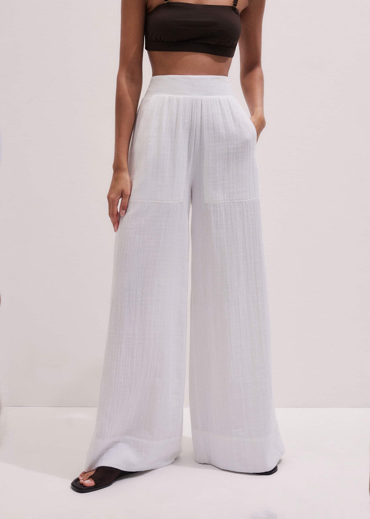 White Cheesecloth Wide-Leg Pant | ME+EM Clothing