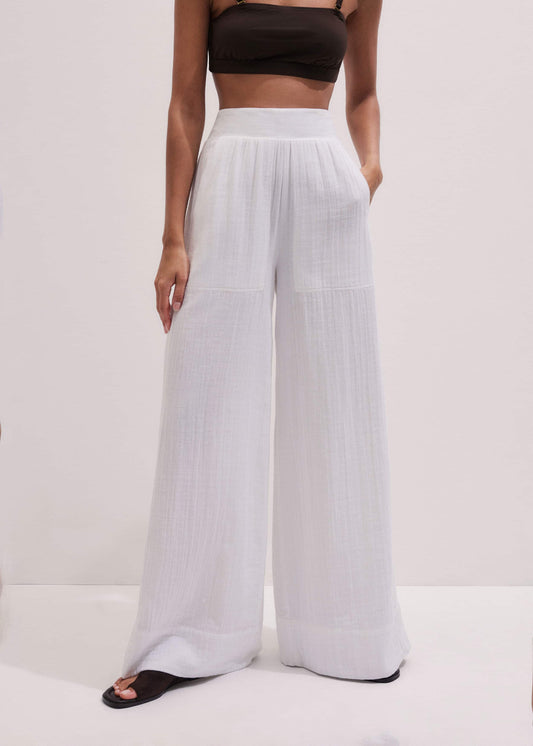 White Cheesecloth Wide-Leg Pant | ME+EM Clothing