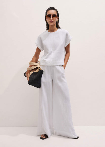 White Cheesecloth Wide-Leg Pant | ME+EM Clothing