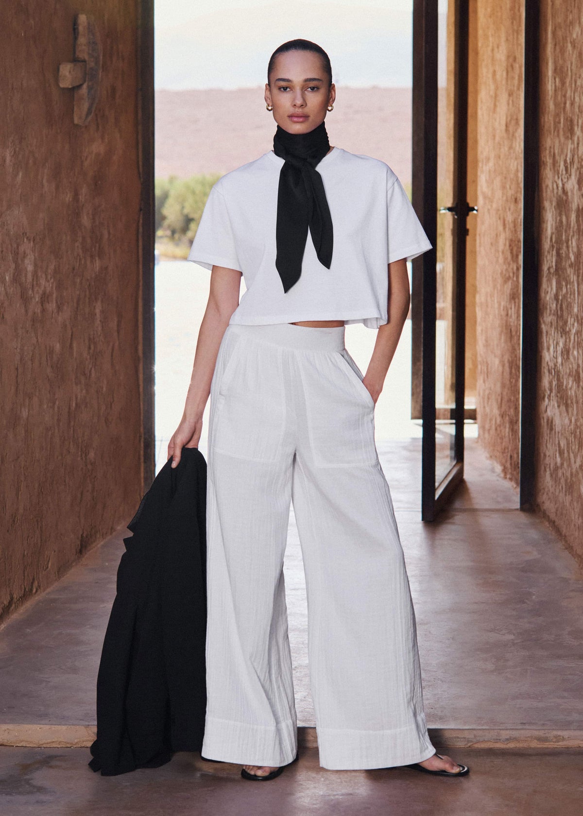 White Cheesecloth Wide-Leg Pant | ME+EM Clothing