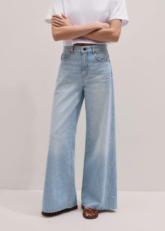 Blue Micro Stripe Ultimate Wide-Leg Jean | ME+EM Clothing