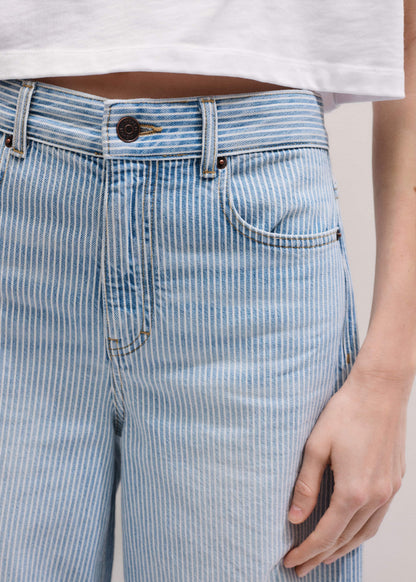 Blue Micro Stripe Ultimate Wide-Leg Jean | ME+EM Clothing