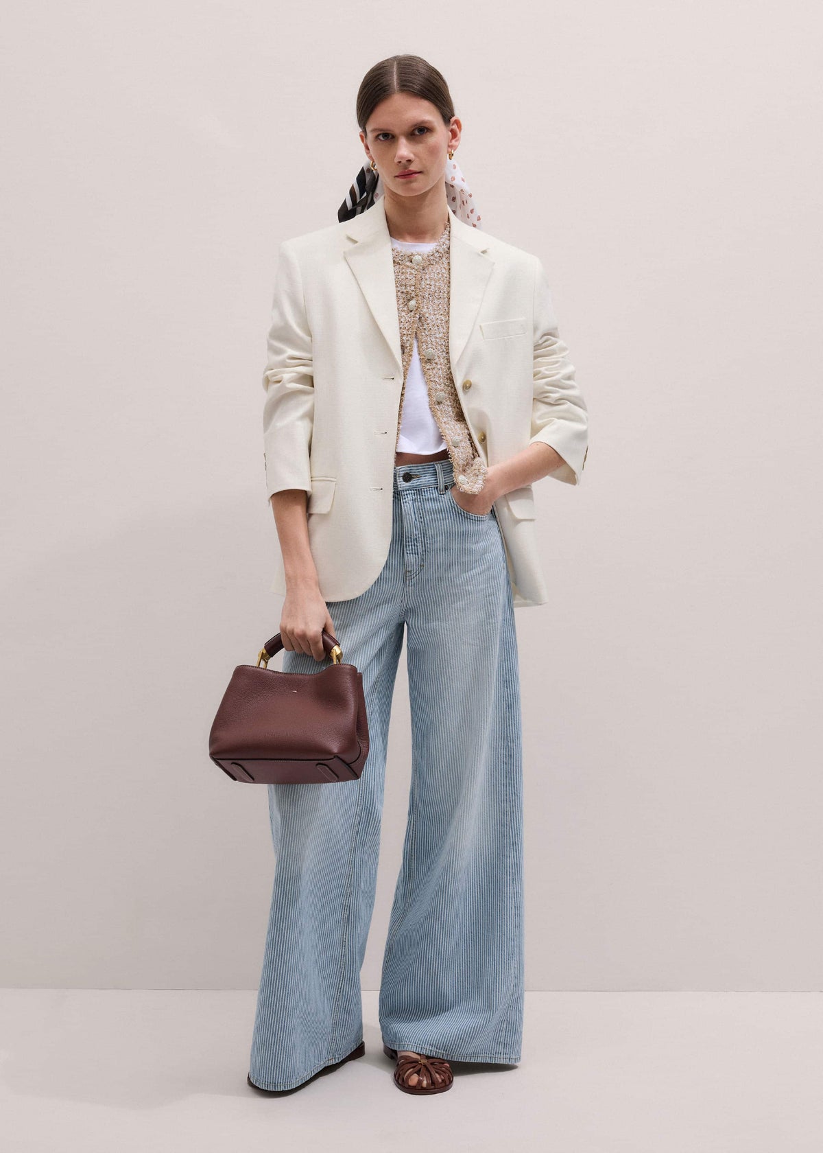Blue Micro Stripe Ultimate Wide-Leg Jean | ME+EM Clothing