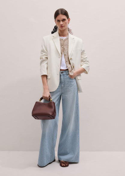 Blue Micro Stripe Ultimate Wide-Leg Jean | ME+EM Clothing