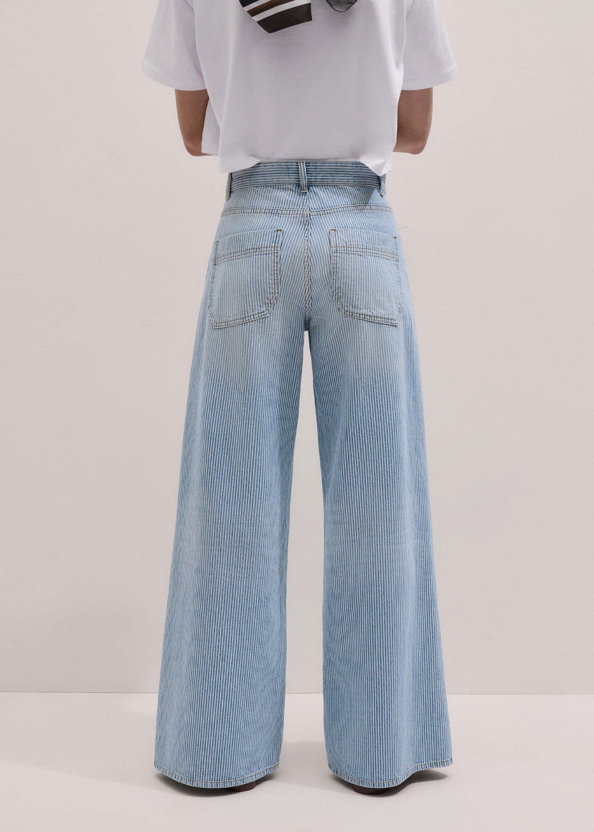 Blue Micro Stripe Ultimate Wide-Leg Jean | ME+EM Clothing