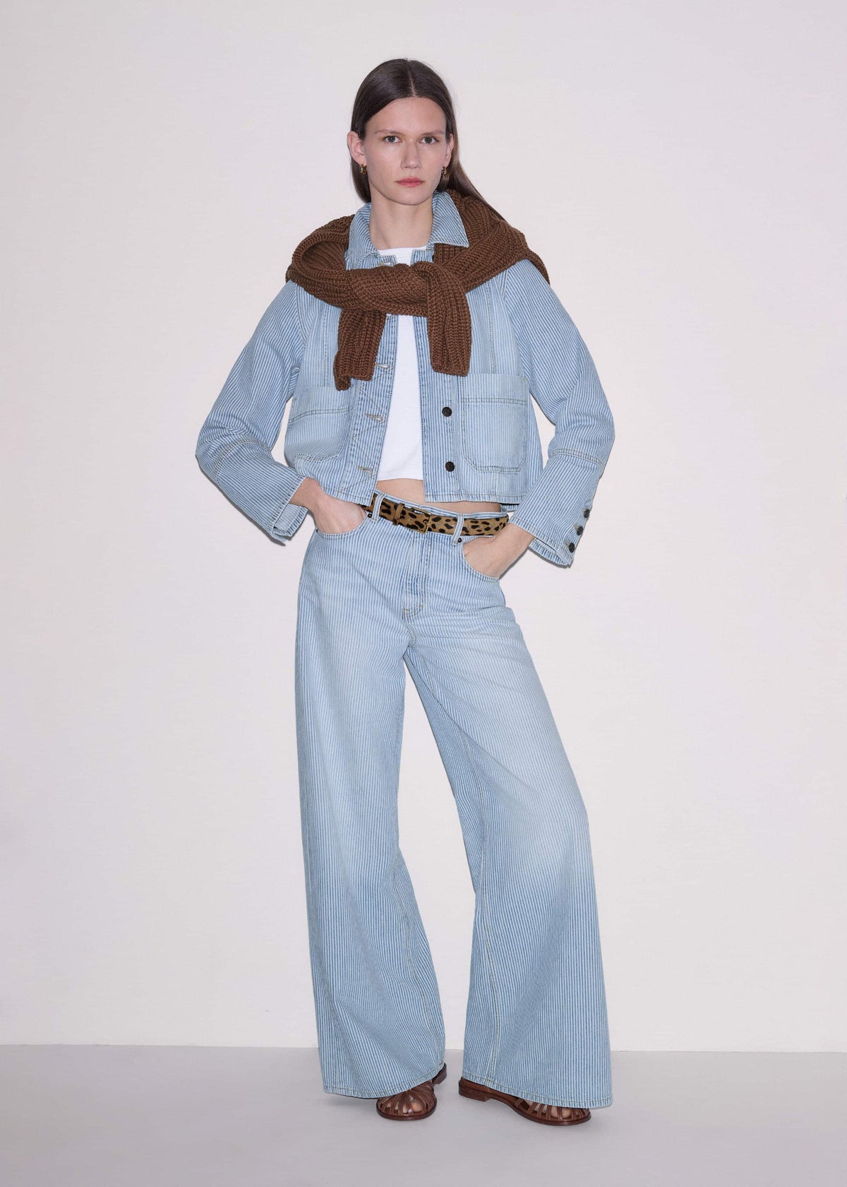 Blue Micro Stripe Ultimate Wide-Leg Jean | ME+EM Clothing