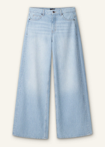 Blue Micro Stripe Ultimate Wide-Leg Jean | ME+EM Clothing