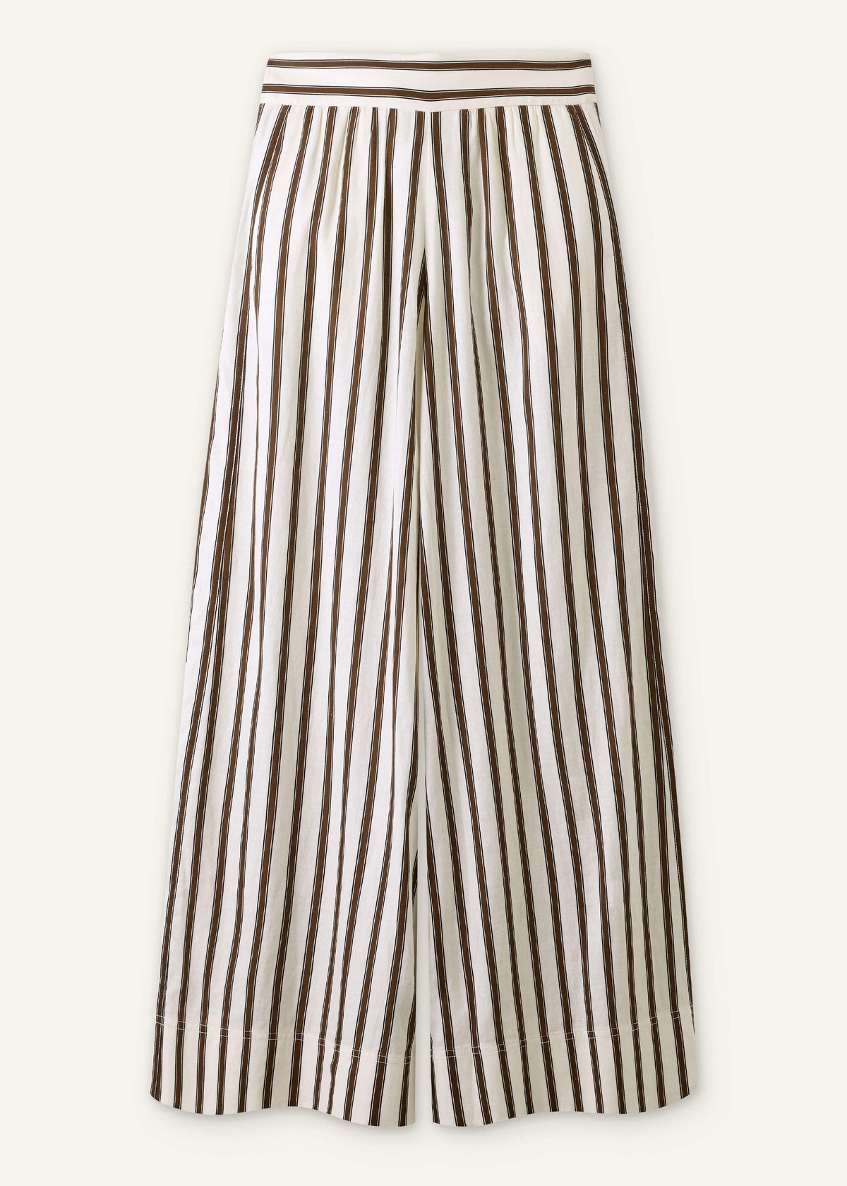 Cream Linen-Blend Spring Stripe Wide-Leg Pant | ME+EM Clothing