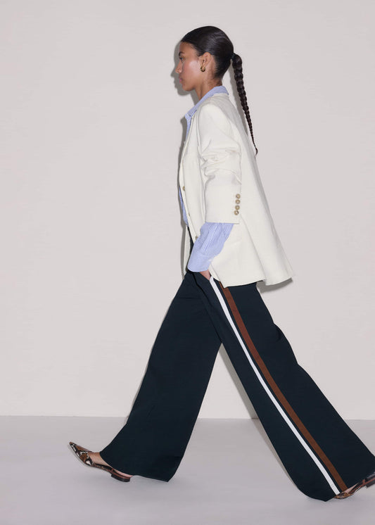 Navy Side Stripe Stretch Jersey Icon Track Pant | ME+EM Clothing