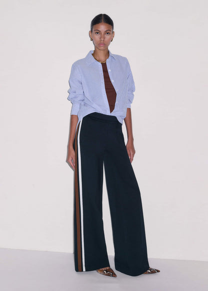 Navy Side Stripe Stretch Jersey Icon Track Pant | ME+EM Clothing