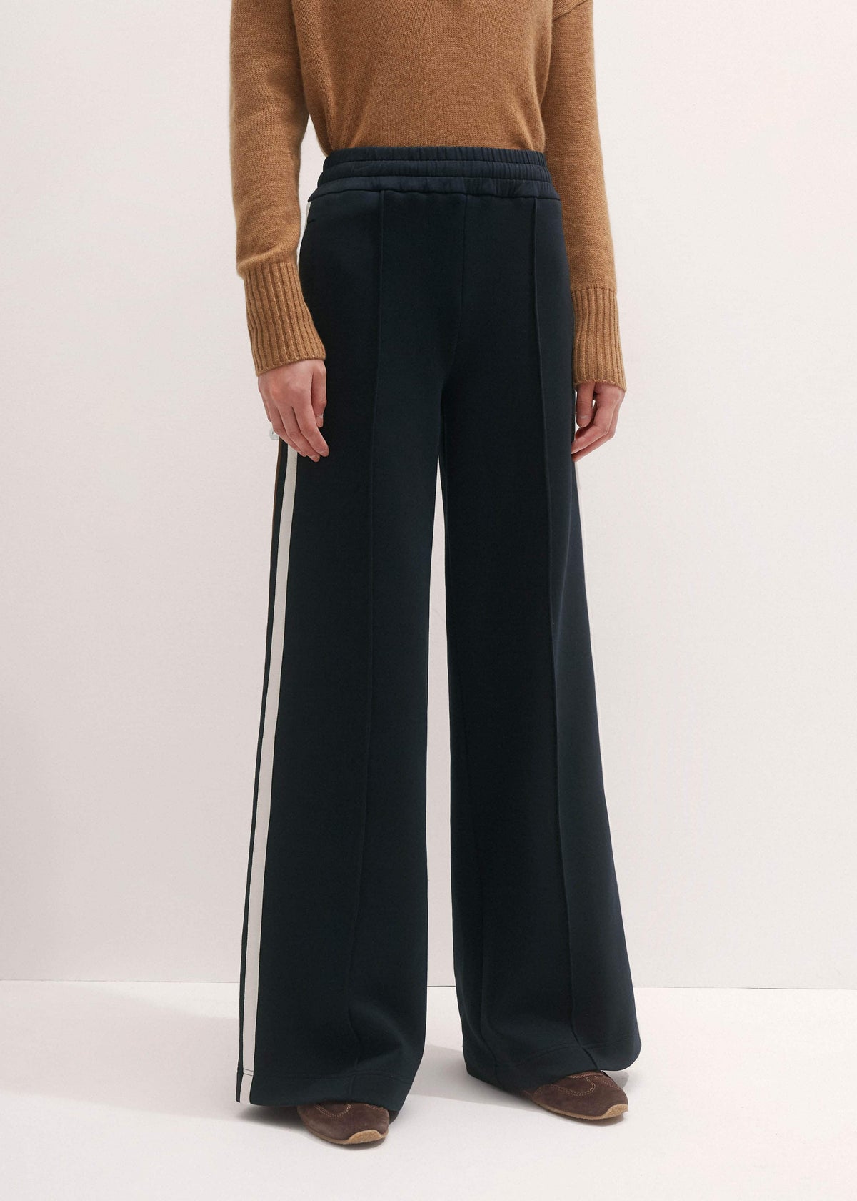 Navy Side Stripe Stretch Jersey Icon Track Pant | ME+EM Clothing