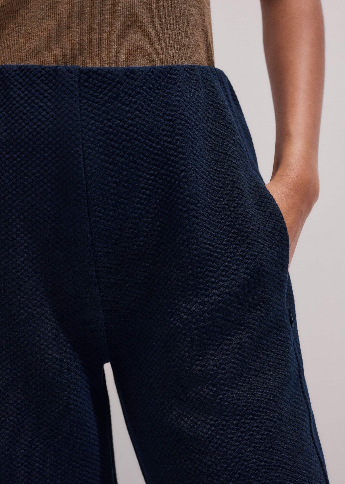 Navy Cable Jacquard Wide-Leg Pant | ME+EM Clothing
