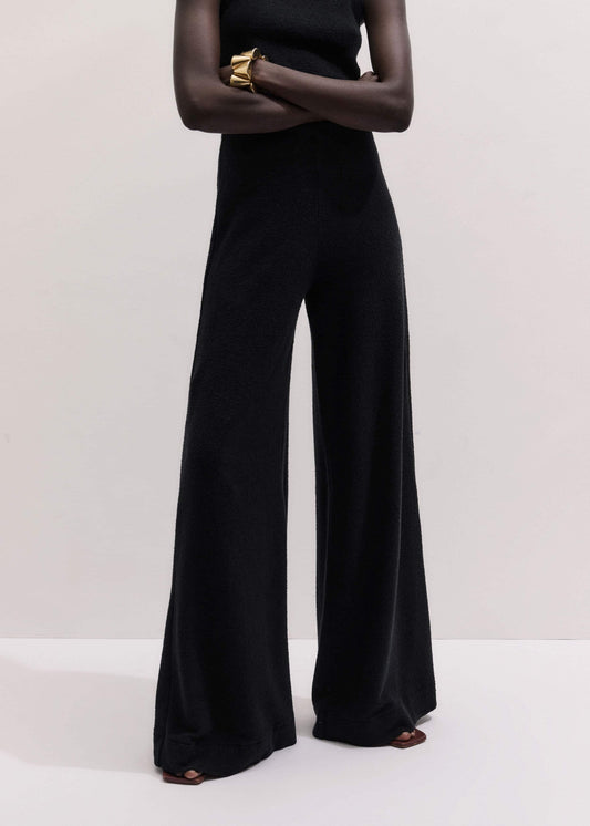 Black Textured Wide-Leg Palazzo Pant | ME+EM Clothing