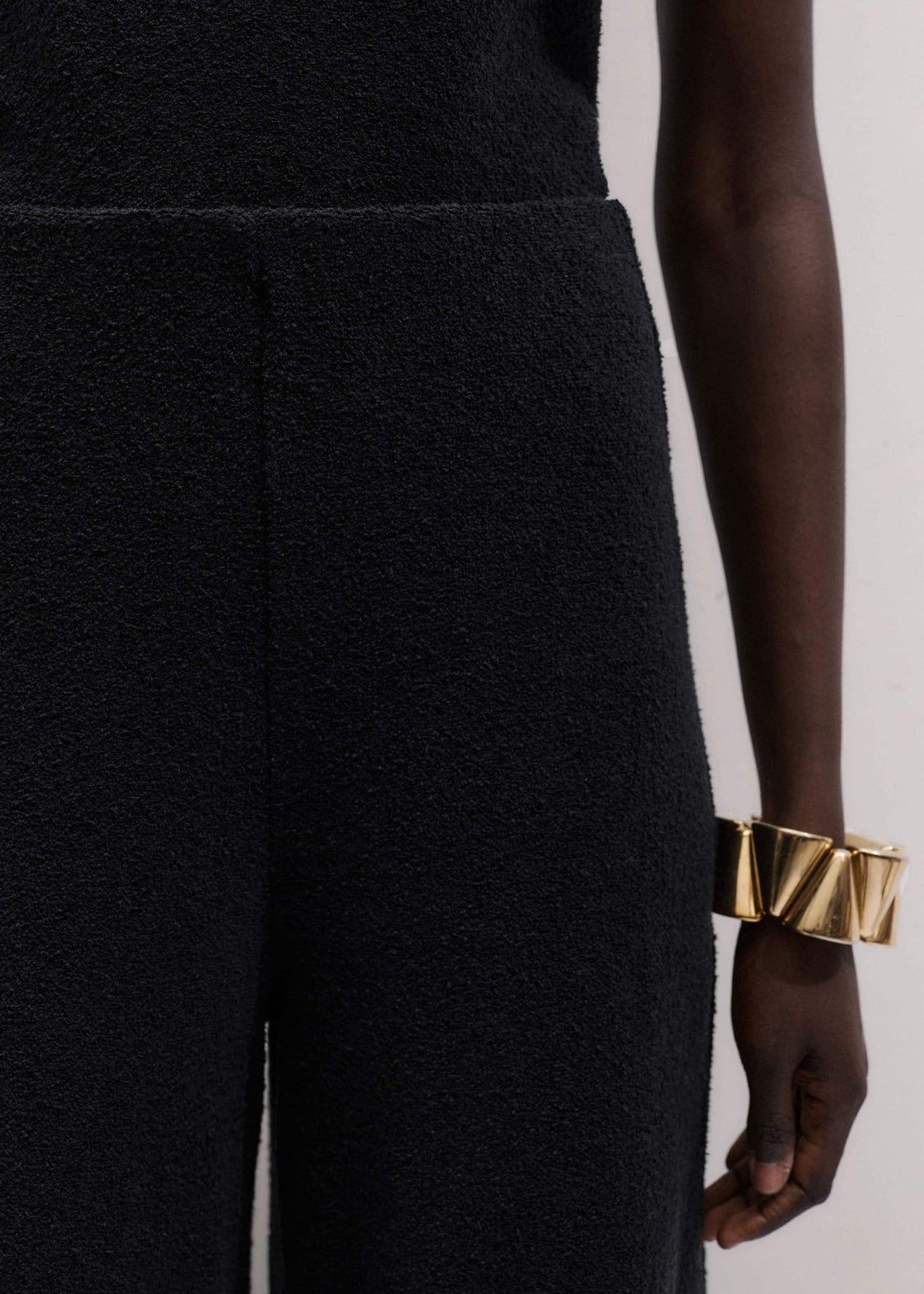 Black Textured Wide-Leg Palazzo Pant | ME+EM Clothing