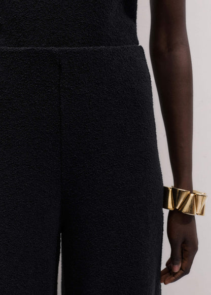 Black Textured Wide-Leg Palazzo Pant | ME+EM Clothing