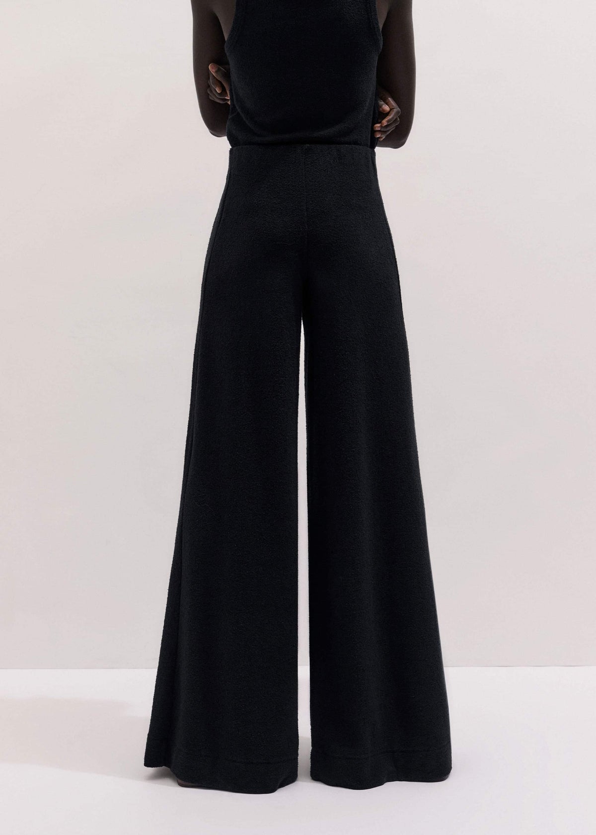 Black Textured Wide-Leg Palazzo Pant | ME+EM Clothing
