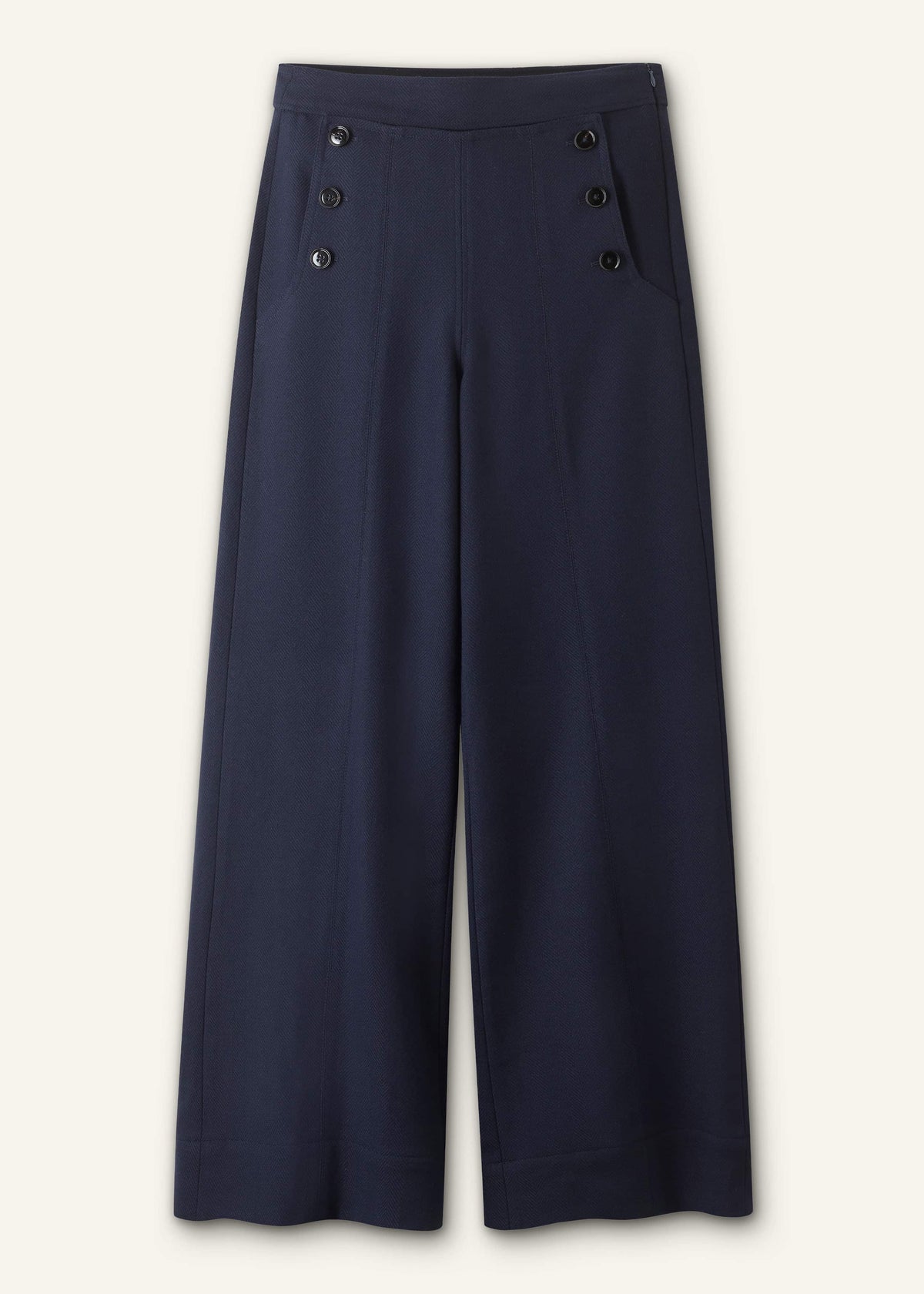 Navy Button Front High Waist Wide-Leg Pant | ME+EM Clothing
