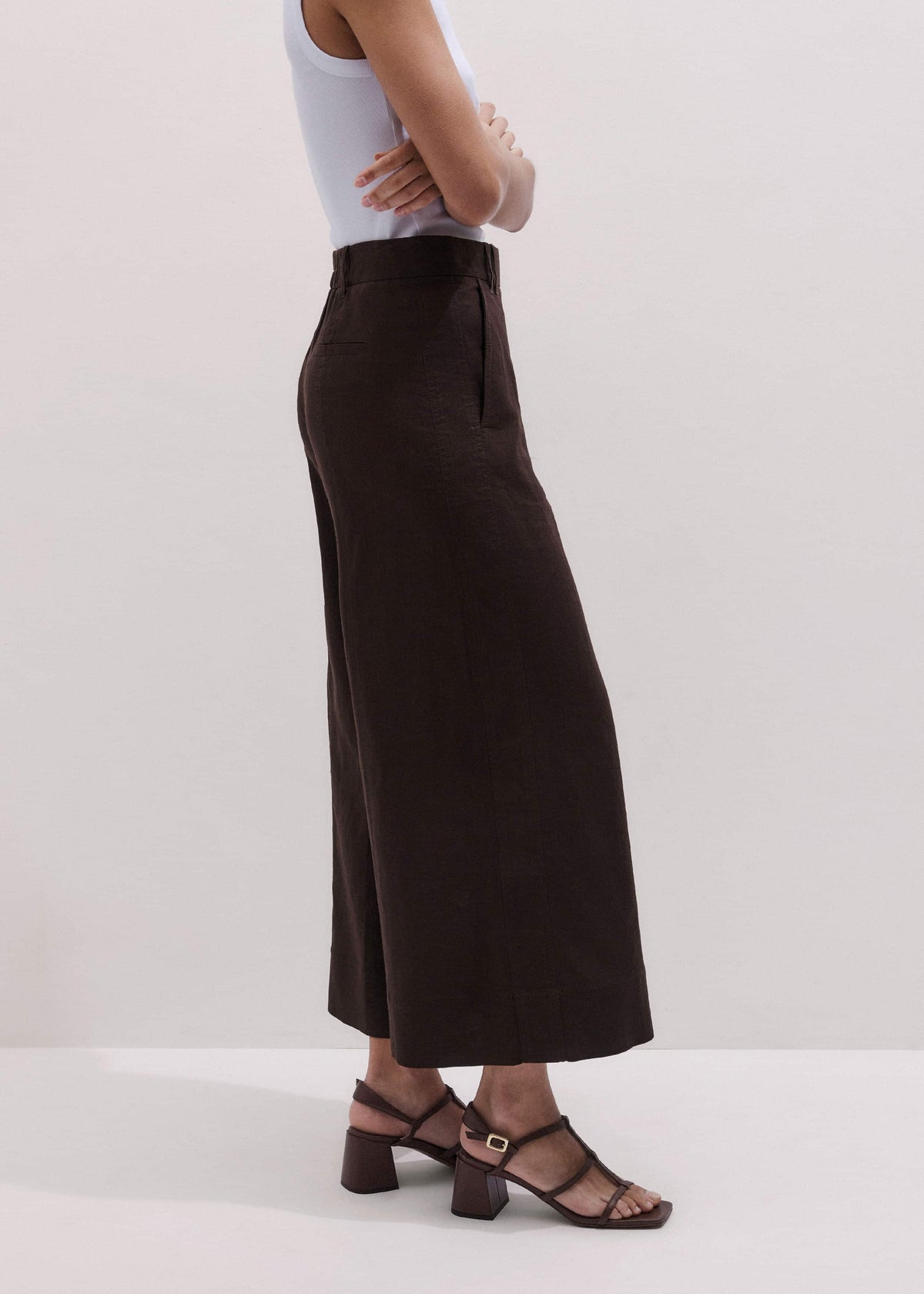 Brown Crop Wide-Leg Pant | ME+EM Clothing