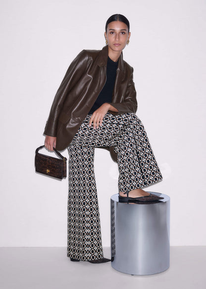 Navy Graphic Jacquard Wide-Leg Pant | ME+EM Clothing