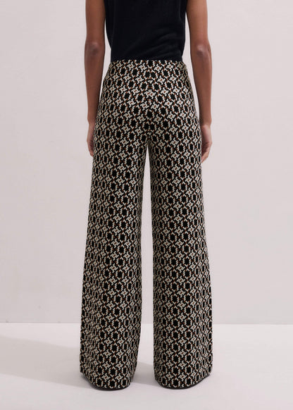 Navy Graphic Jacquard Wide-Leg Pant | ME+EM Clothing