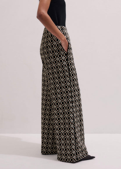 Navy Graphic Jacquard Wide-Leg Pant | ME+EM Clothing