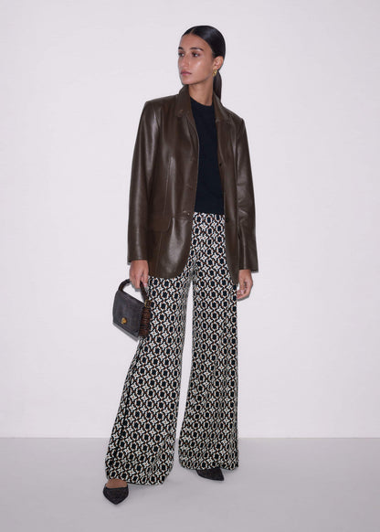Navy Graphic Jacquard Wide-Leg Pant | ME+EM Clothing