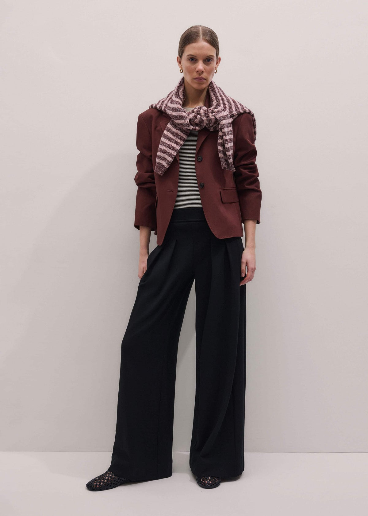 Black Luxe Travel Tailoring Wide-Leg Pant | ME+EM Clothing