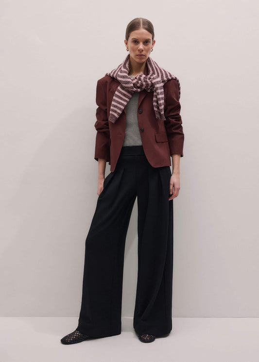 Black Luxe Travel Tailoring Wide-Leg Pant | ME+EM Clothing
