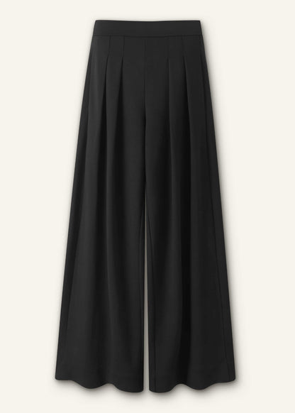 Black Luxe Travel Tailoring Wide-Leg Pant | ME+EM Clothing