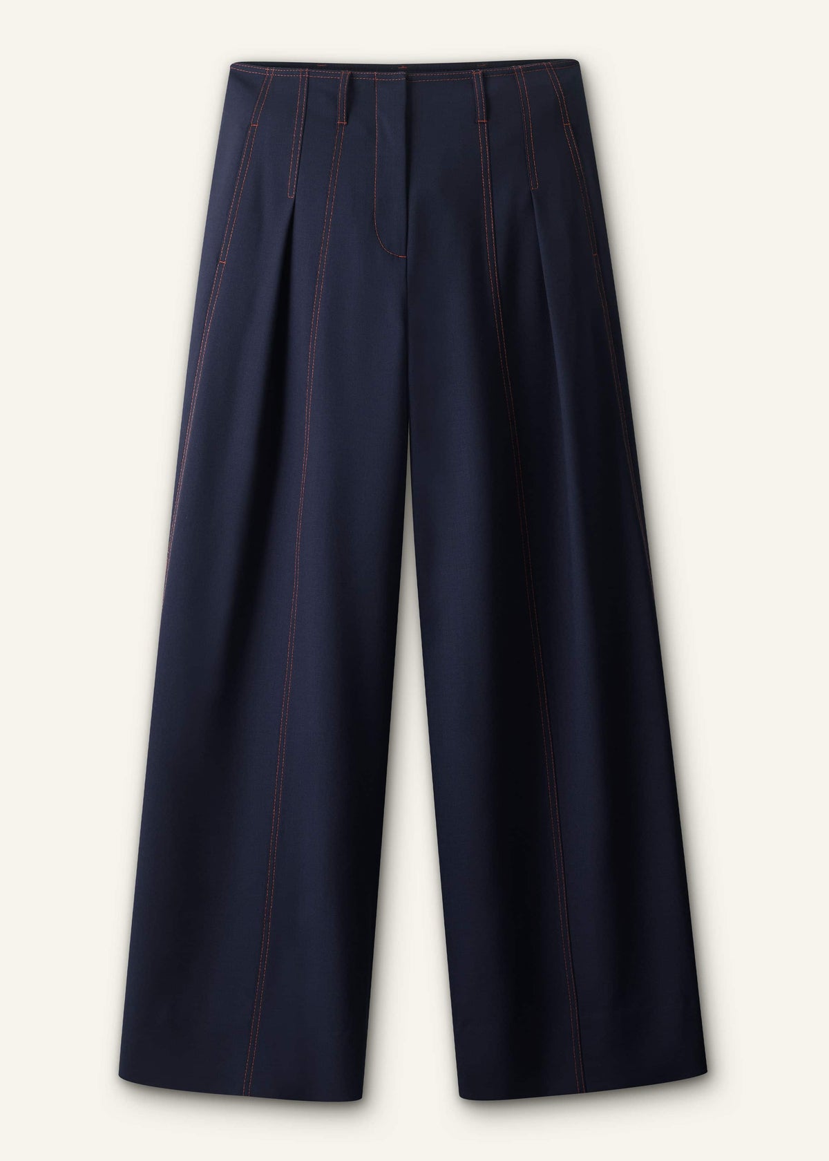 Navy Contrast Top Stitch Wide-Leg Pant | ME+EM Clothing
