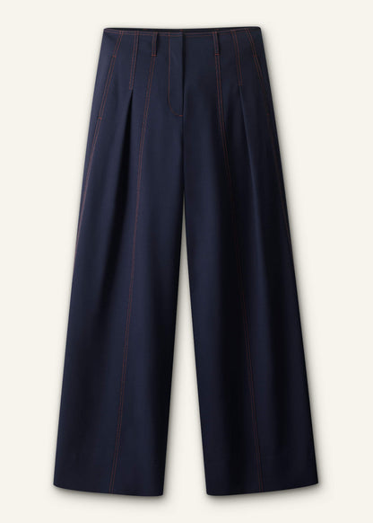 Navy Contrast Top Stitch Wide-Leg Pant | ME+EM Clothing