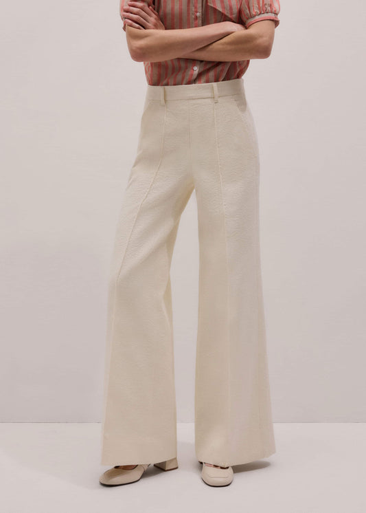 Ivory Luxe Jacquard Wide-Leg Pant | ME+EM Clothing