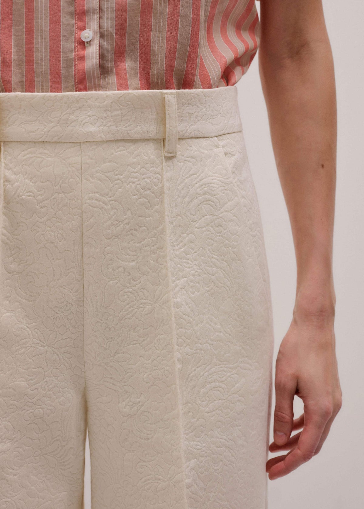 Ivory Luxe Jacquard Wide-Leg Pant | ME+EM Clothing
