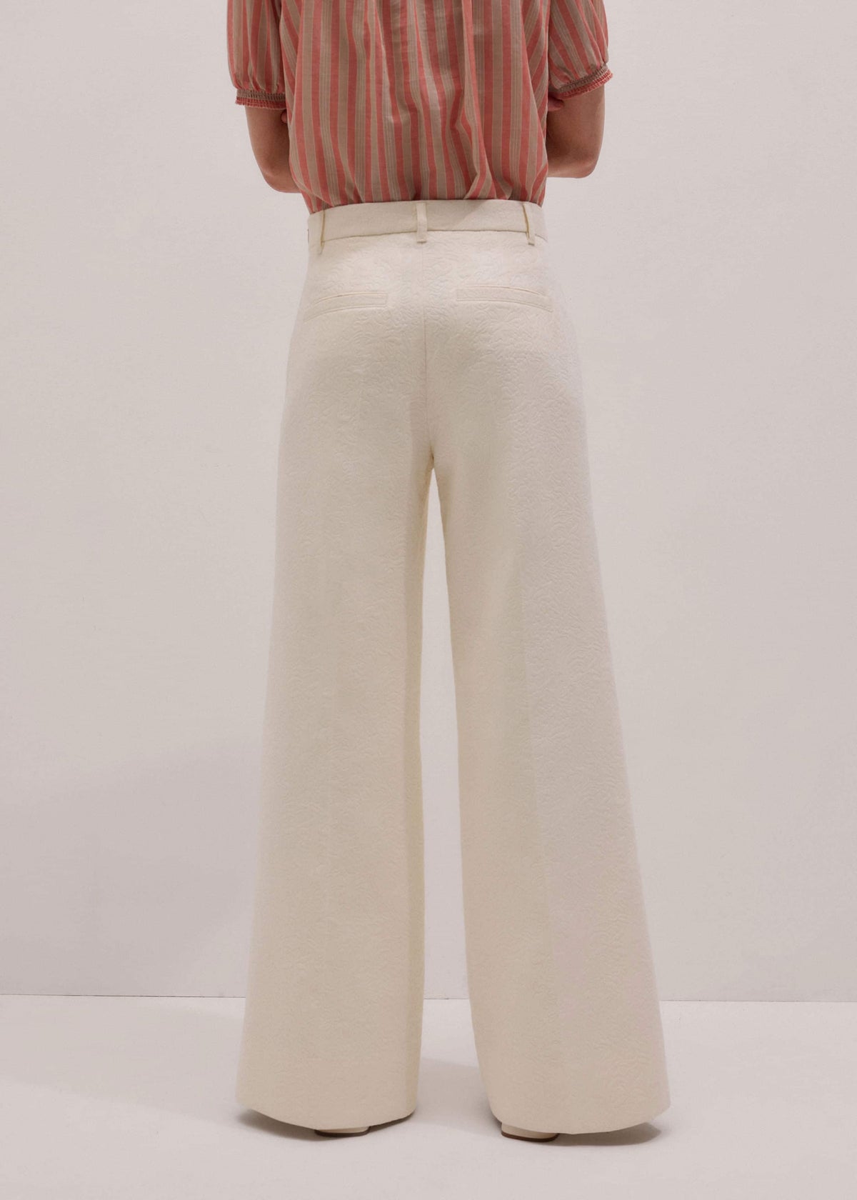Ivory Luxe Jacquard Wide-Leg Pant | ME+EM Clothing
