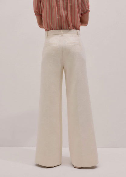 Ivory Luxe Jacquard Wide-Leg Pant | ME+EM Clothing