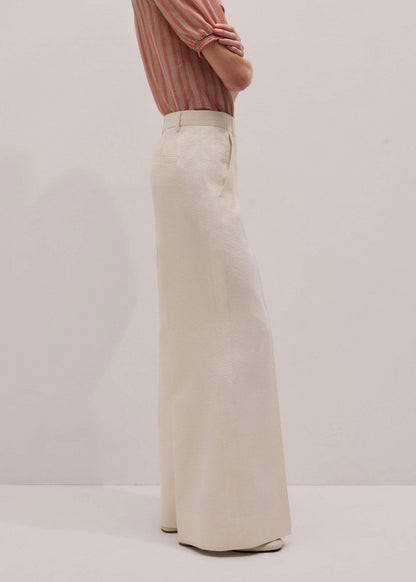 Ivory Luxe Jacquard Wide-Leg Pant | ME+EM Clothing