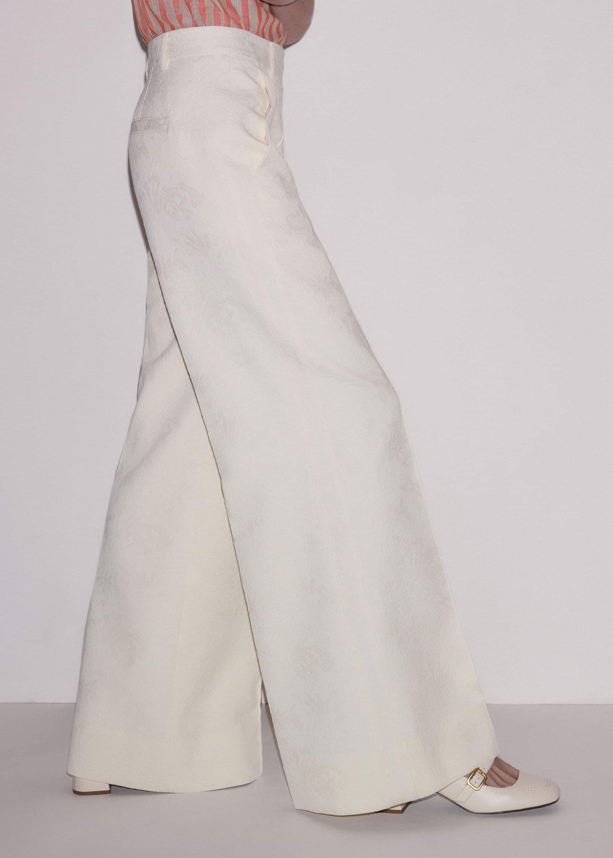 Ivory Luxe Jacquard Wide-Leg Pant | ME+EM Clothing